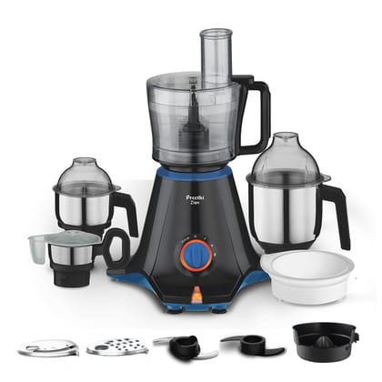 Preethi Zion MG-227 mixer grinder 750 watt Black, 4 jars - master chef food processor jar and flexi lid, Vega W5 motor with 2yr Guarantee & Lifelong Free Service, Standard Preethi Zion MG-227 mixer grinder 750 watt Black, 4 jars - master chef food proces