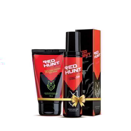 RED HUNT Feel Good Combo for men Oil & Acne Control Face Wash 100ml with Body Spray Alpha Tribe 120ml