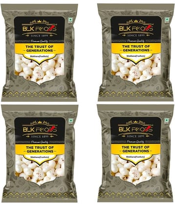 BLK FOODS Lotus Seeds Pop /Gorgon Nut Puffed Kernel (Makhana) 400 g Pack of 4
