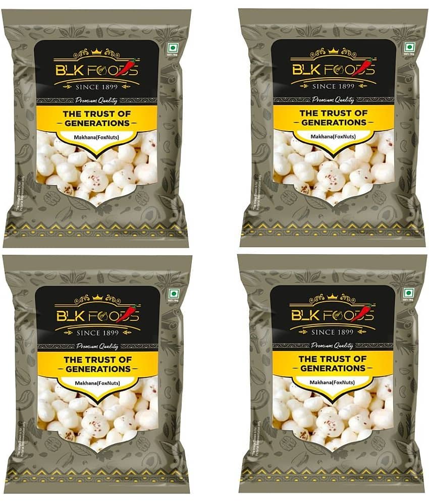 BLK FOODS Lotus Seeds Pop /Gorgon Nut Puffed Kernel (Makhana) 400 g Pack of 4