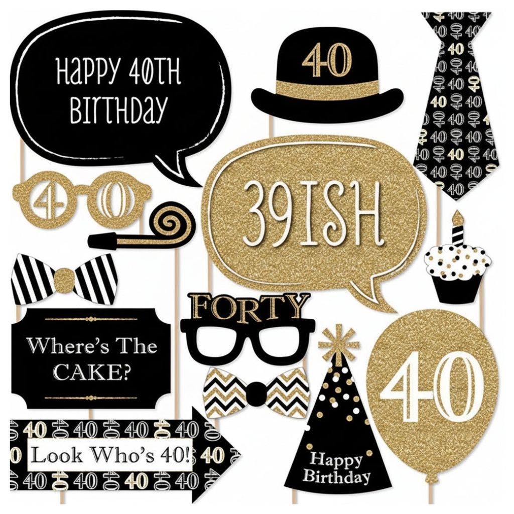 40th Birthday Photo Props - 20PC - Party and Festive Needs | Buy online on ZillyBuy