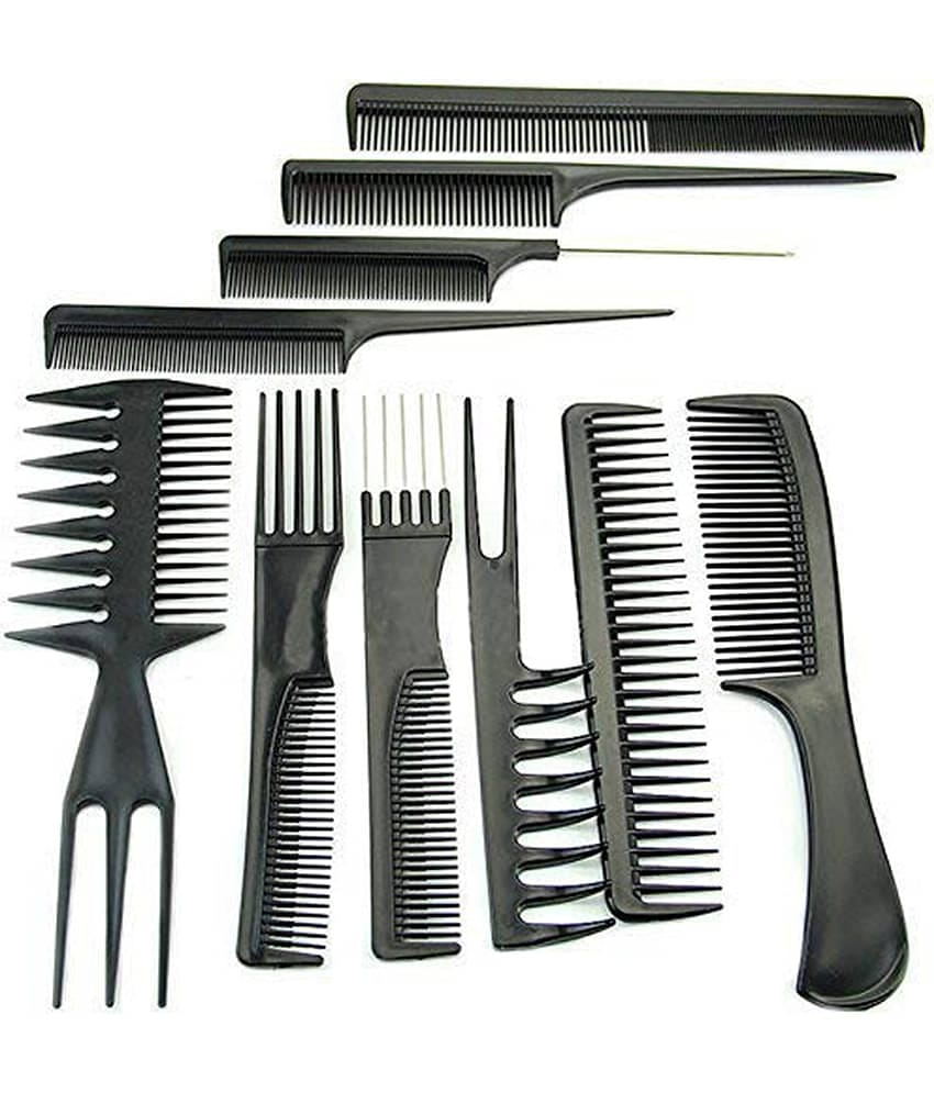 Rtb 10 Pcs Professional and Home Use Comb Black Plastic