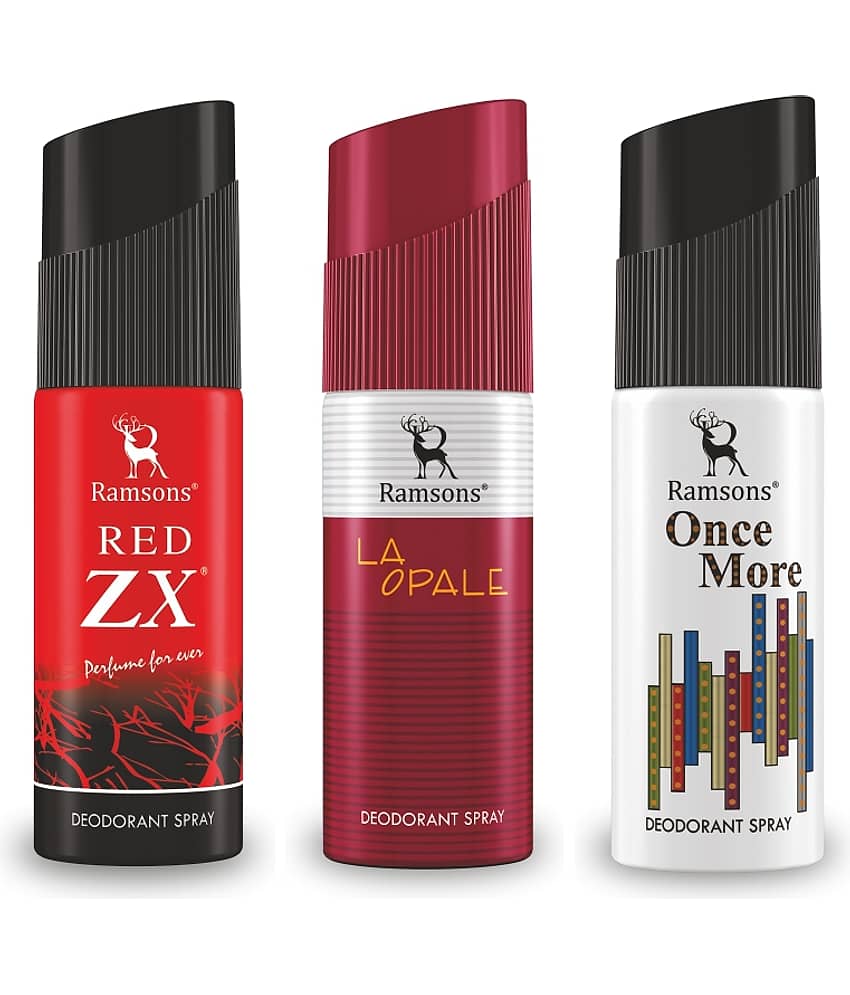 Ramsons - RED ZX, LA OPALE & ONCE MORE Deodorant Spray for Men 40ml each ( Pack of 3 )
