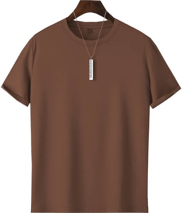VIOUR Men Cotton Oversized Fit Solid T-Shirt ( Brown )