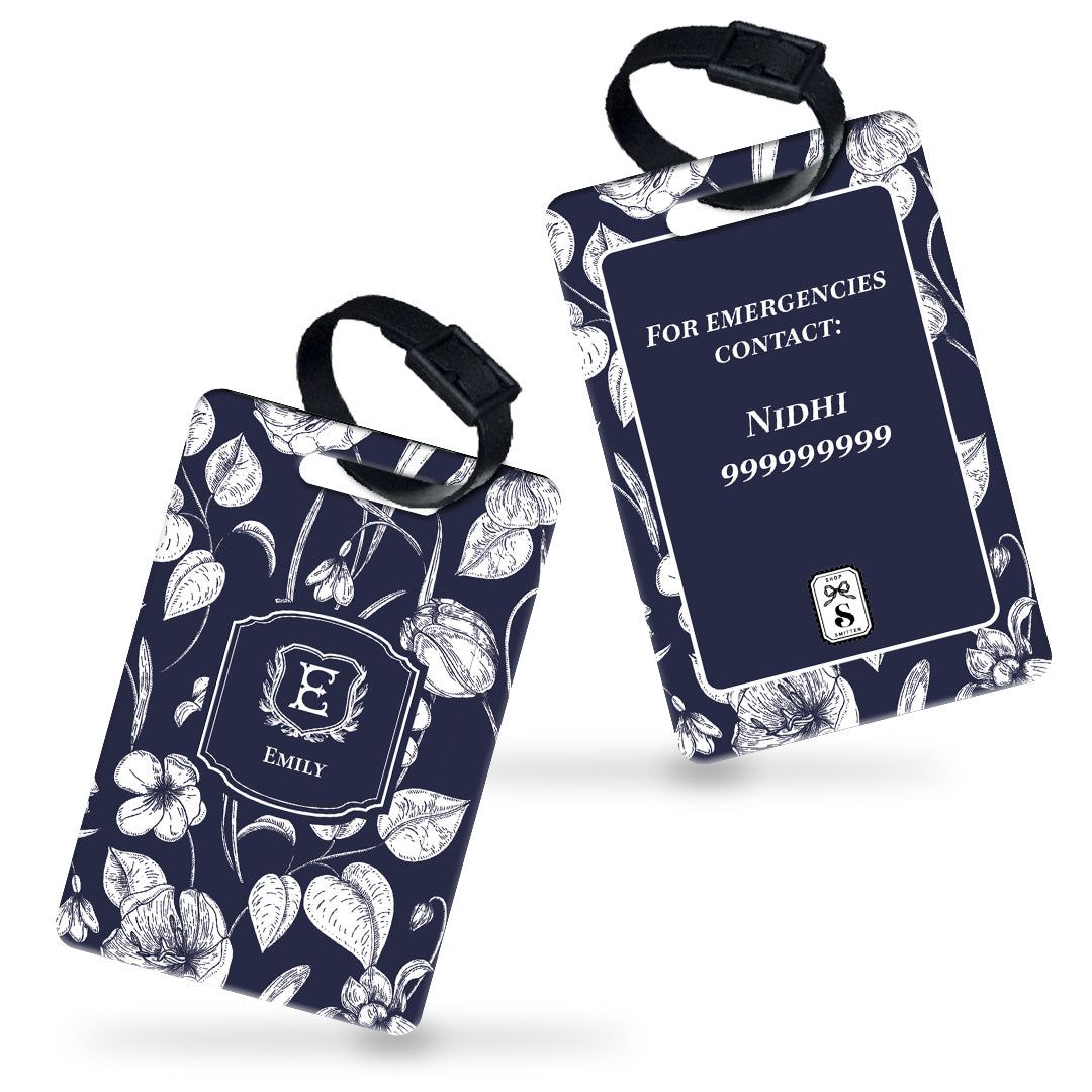 Ink Botanica Bag Tag-Navy