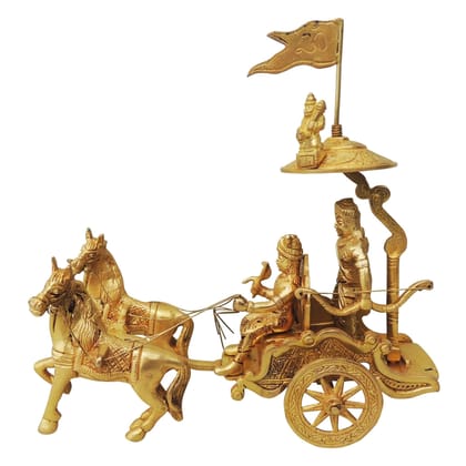 Brass Showpiece Surya Dev Rath Statue | Handcrafted Sun God Idol for Home, Temple & Vastu Decor, Height : 8.5 Inch (BSMAS070 B)