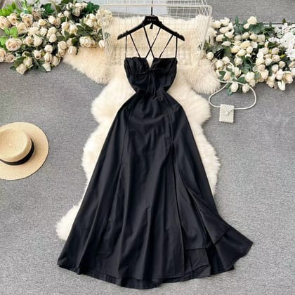 Hanoi slit dress-Black / XS