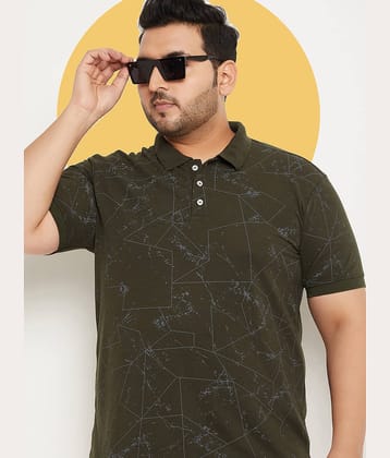 RELANE Pack of 1 Cotton Blend Regular Fit Printed Half Sleeves Men's Polo T Shirt ( Olive )