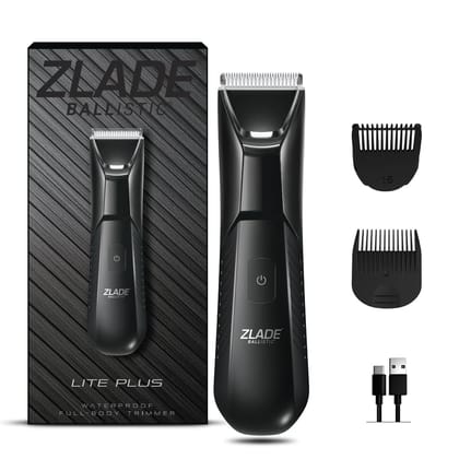 Zlade Ballistic Lite Plus Manscaping Trimmer for Men | Full Body, Beard, Balls, Pubic Hair & Private Parts Groomer | SafeEdge Ceramic Blades, No Nicks or Cuts | 7000 RPM | Waterproof | 90 Mins Runtime Zlade Ballistic Lite Plus Manscaping Trimmer for Men 