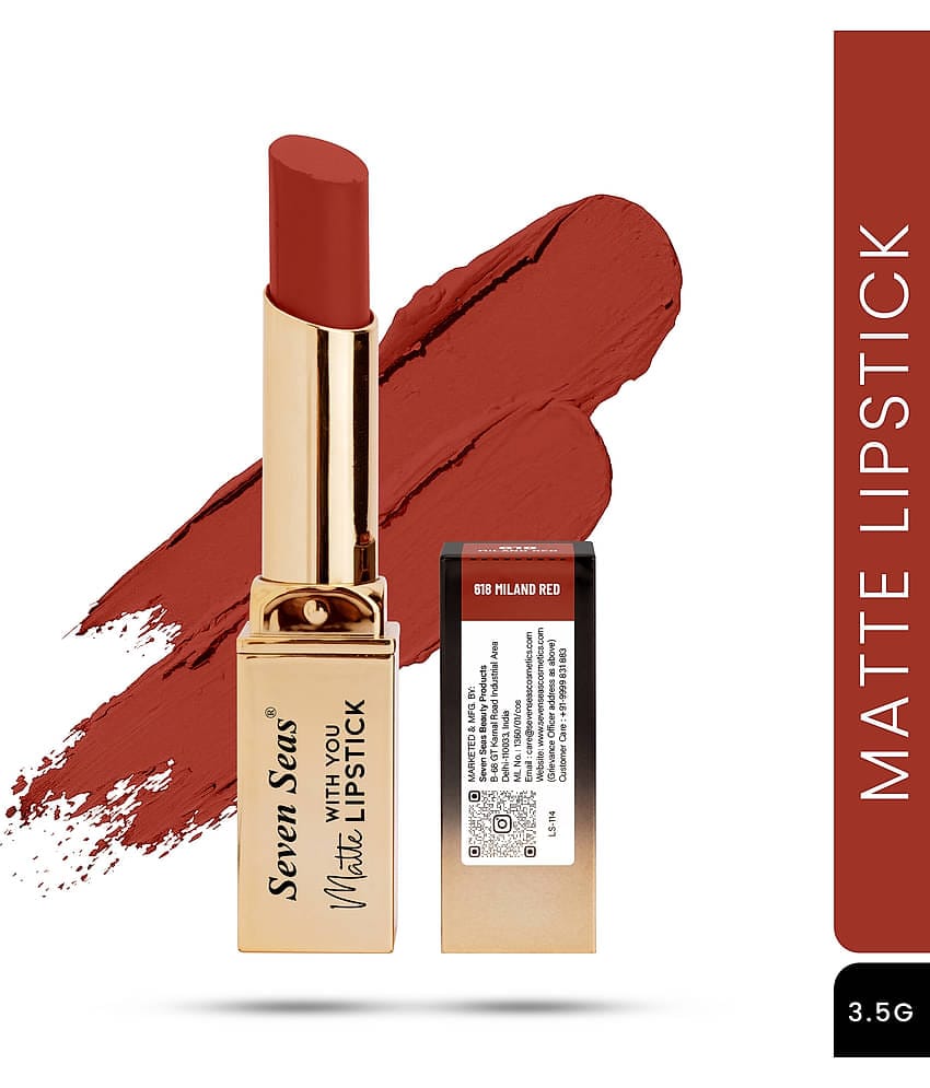Seven Seas Long Lasting , Matte Finish , Longwear , Matte With You Lipstick (Miland Red 3.5g)