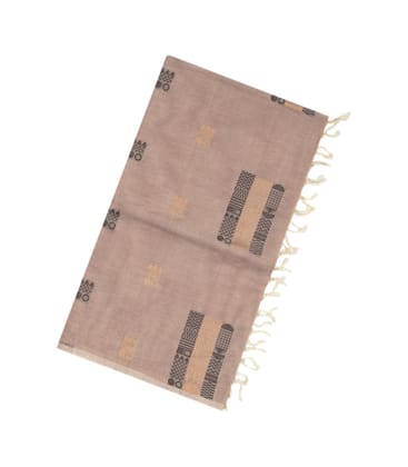Taupe Rasipuram Cotton Saree With Geometric Buttas-Taupe