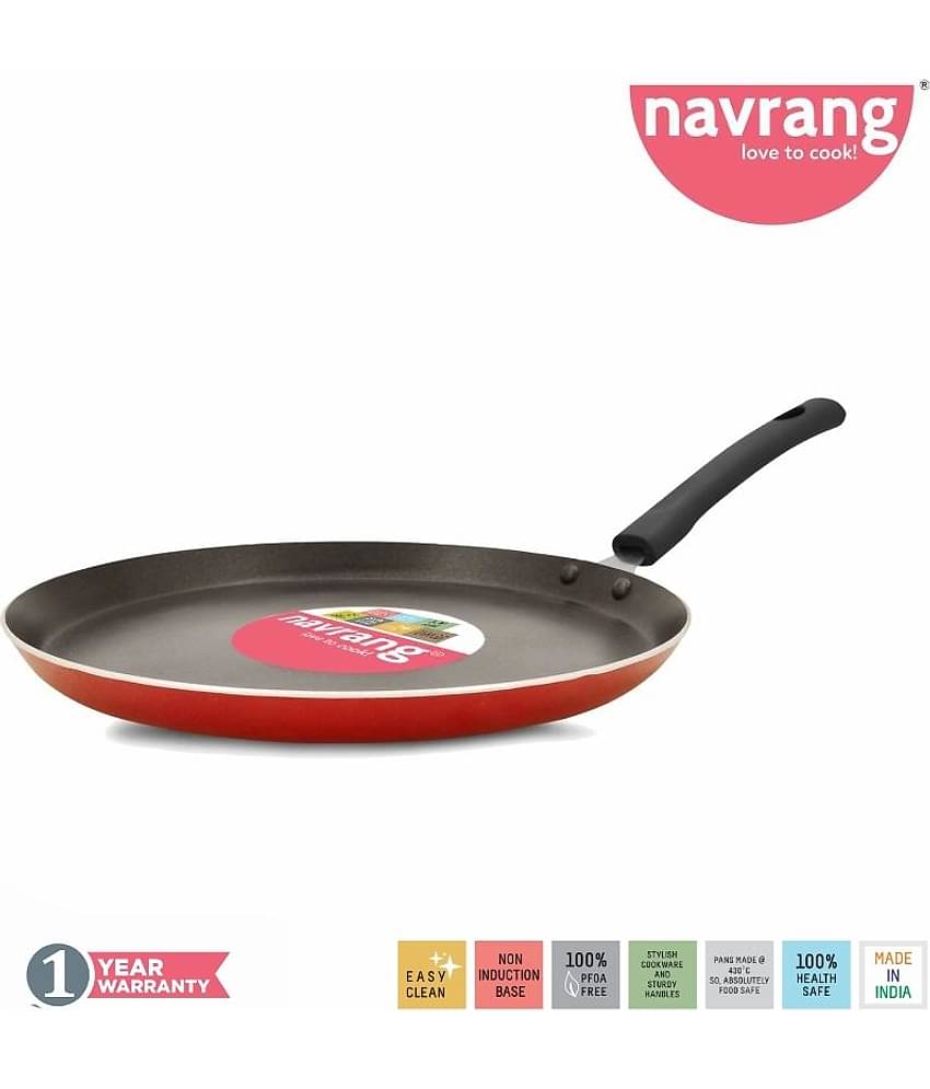 Navrang Non Stick Aluminium Tawa Economy, 2.6mm, Red -Non Induction