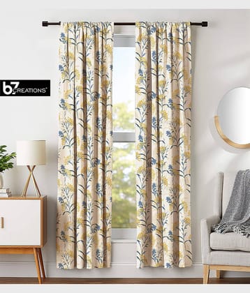 B7 CREATIONS Set of 2 Long Door Rod Pocket Polyester Curtains Yellow