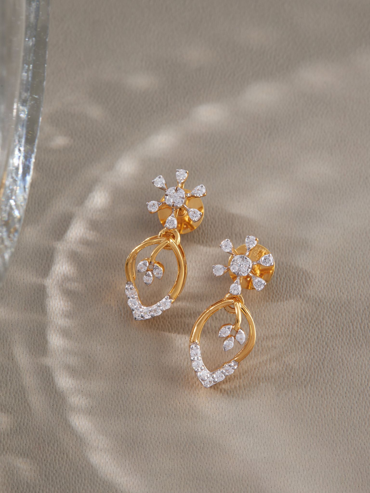 Zuly Silver Moissanite Dangle Earrings | 22KT Gold Vermeil-Yellow Gold