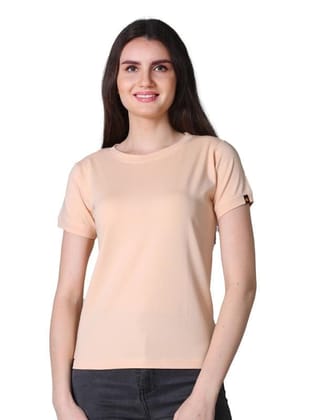 Women's Cotton Blended Solid Round Neck Half Sleeve T-Shirt (Peach, XL)-PID56327