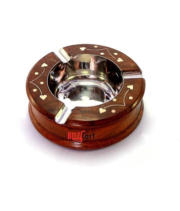 BuzyKart Sheesham Wood Round Handcrafted Ash Tray