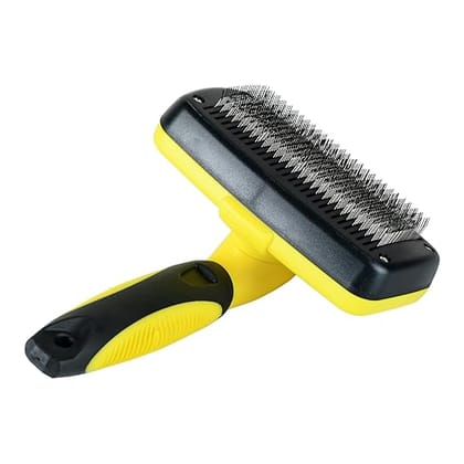 Blingpets Self Cleaning Grooming Brush For Dog & Cat | Easy To Clean Pet Grooming Brushes| Shedding Grooming Tools For Dogs & Cats With Long Or Short Hair, Stylish 7 Comfortable (Yellow)