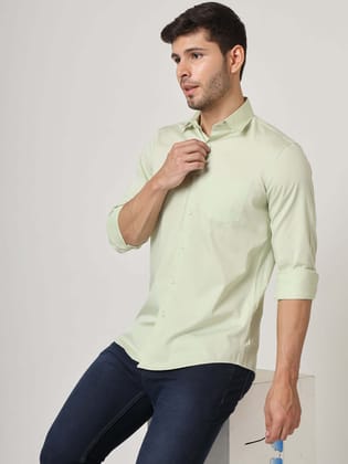 Premium Cotton Satin Pistachio Green Shirt-S-38