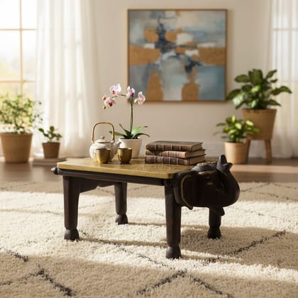 Indian Elephant Wooden Small Stool | Home Decor Showpiece