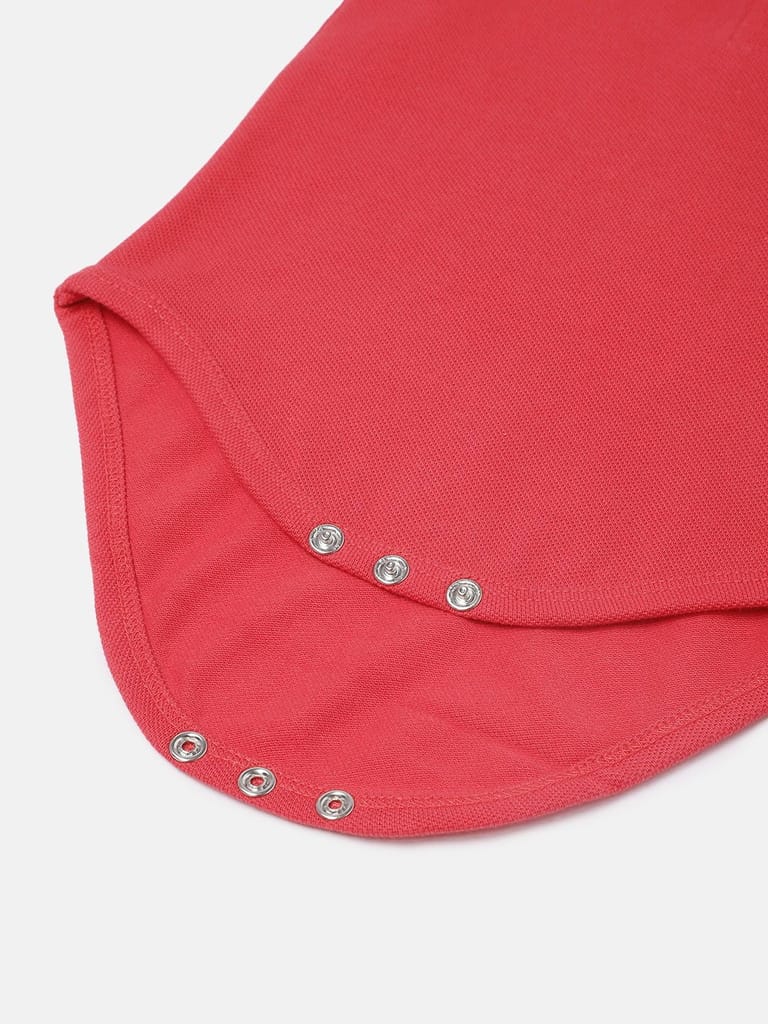 Boys Red Organic Cotton Solid Sustainable Bodysuit