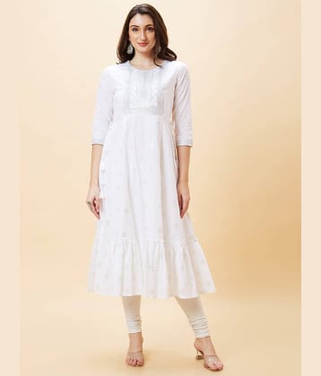 Globus - White Cotton Women's A-line Kurti ( Pack of 1 )