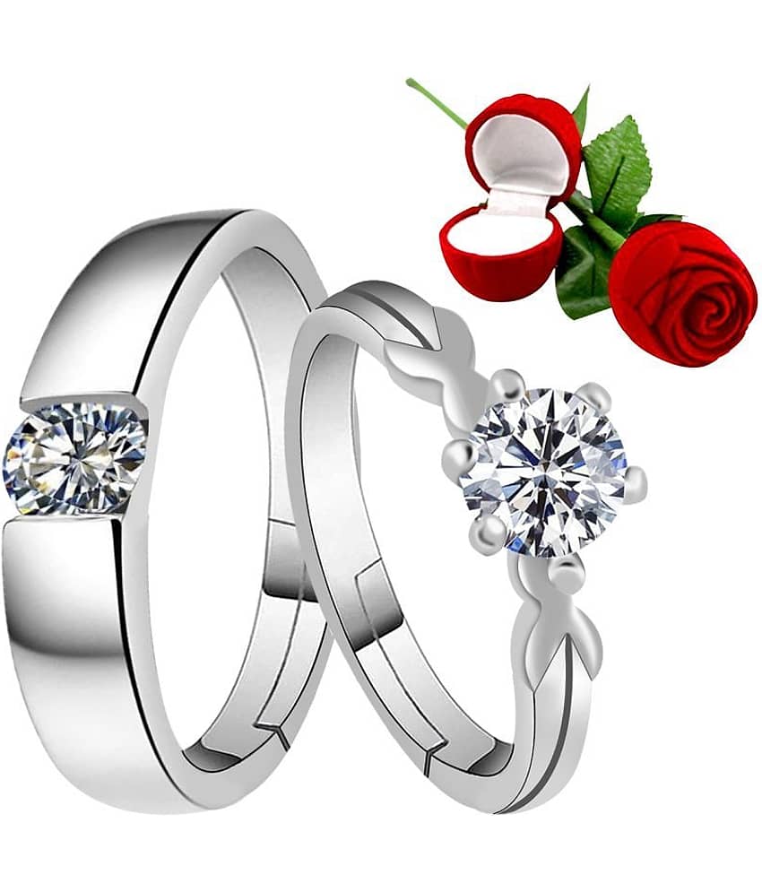 ShreejiHuf - Silver Couple Ring (Pack of 1)