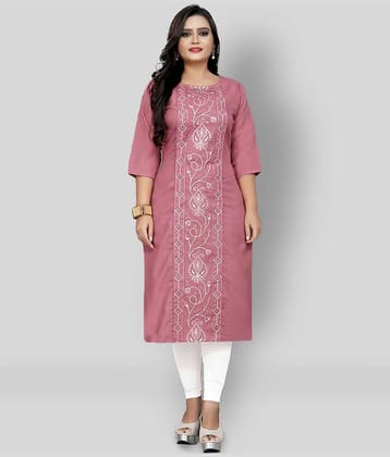 Hetsa - Pink Cotton Blend Women's Straight Kurti ( Pack of 1 )
