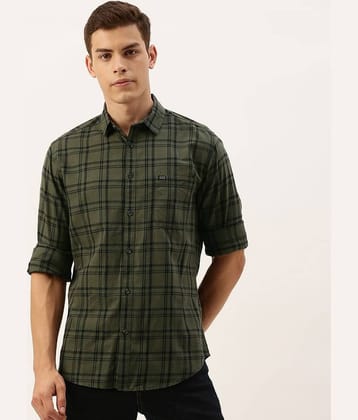 The Indian Garage Co Men Green & Black Slim Fit Checked Casual Shirt