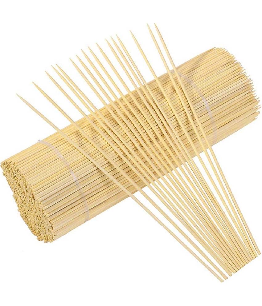 PRANSUNITA Hardest Balcoa Skewers/Kabab/Burger/Barbecue Sticks, 12 inch , Beige - Pack of 100