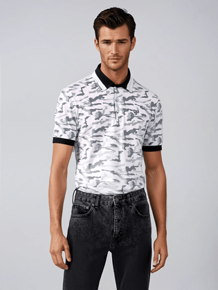 AH White Camo Golf Polo