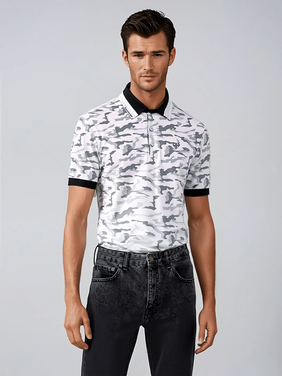 AH White Camo Golf Polo