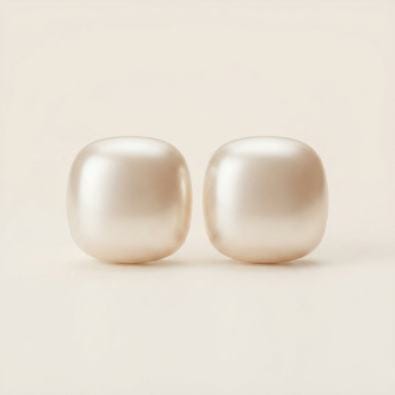 Baroque Pearl Button Studs - Cream/Champagne Pearl | Gold-Tone Anti-Tarnish Imitation Jewellery - Earrings | Buy online on ZillyBuy