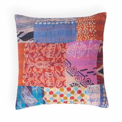 PatchWork Kantha Cushion Cover Pack of 1 16x16 Inches