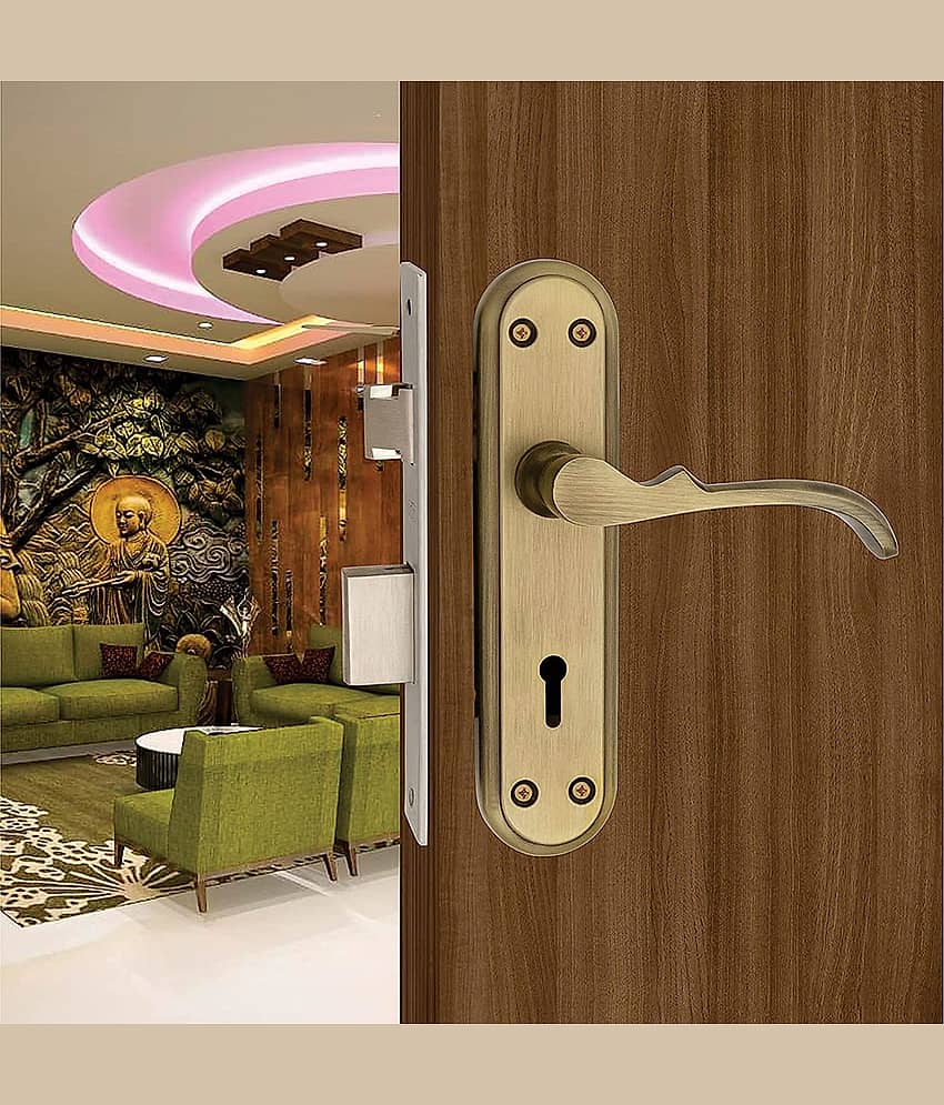 ONMAX Steel Premium Range Lock Mortise Door Lock Set Size 7 Inch Double Action Aluminium Latch Aluminium Bhogli  6 Levers and 3 Keys for House Hotel Bedroom Living Room Main Door Pack of 1 set (MML6+S703MAB)