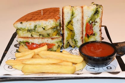 Basil Pesto And Vegetable Panini Sandwich