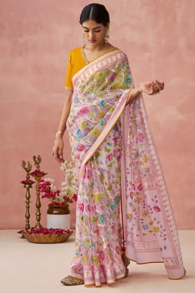 Pink Organza Saree