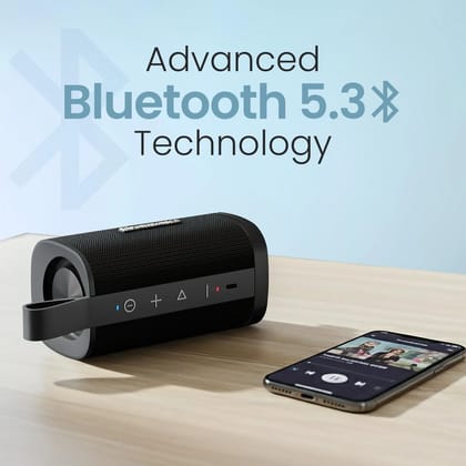 Portronics Fynix Mini 20W HD Sound Portable Bluetooth Speaker with Dual Passive Radiator, 360 Surround Sound, Upto 4 Hours, Handsfree Calling, TWS Pairing, Bluetooth 5.3V, Type C Charging(Black)