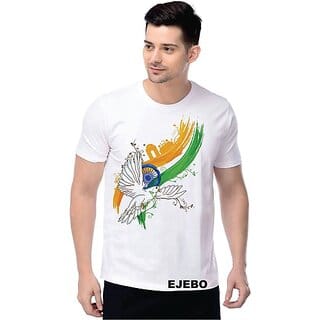 Graphic Print Men White Round Neck Casual T-Shirt