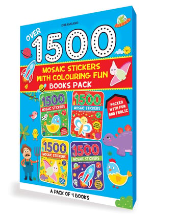 1500 Mosaic Stickers Books Pack - A Set of 4 Books Sticker Book for Kids Age 4 - 8 years [Paperback] Dreamland Publications