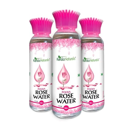 Kerala Naturals Rose water 300 ml ( 100 ml x 3 Packs ) (Size - 300ml) by Kerala Naturals