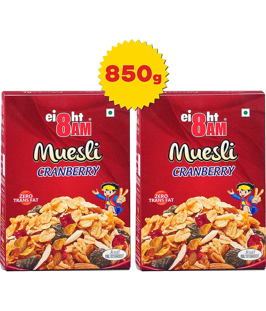 8AM Cranberry Muesli 425 gm Pack of 2