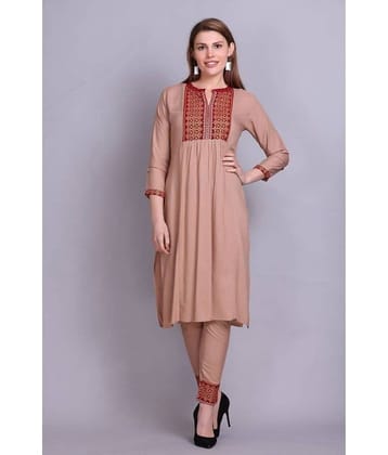 ELTHIA - Rose Gold Cotton Women's Nayra Kurti ( Pack of 1 )