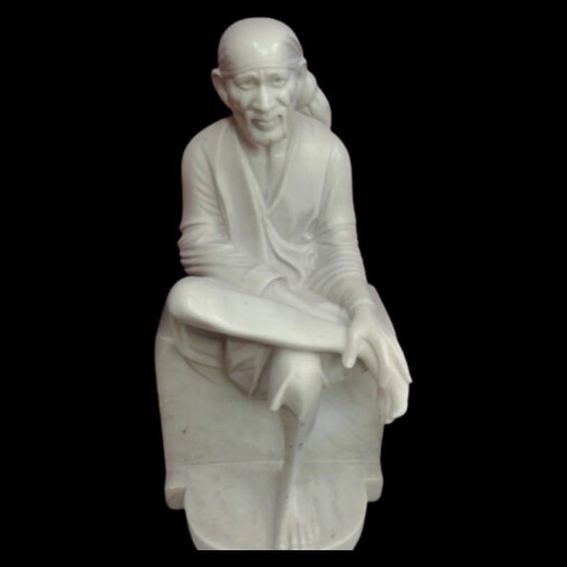 Off White Plain Marble Sai Baba Statue, For Worship