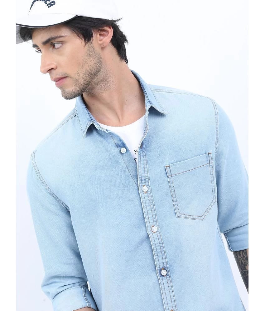 Ketch Cotton Blend Slim Fit Printed Full Sleeves Men's Casual Shirt - Blue ( Pack of 1 ) - None