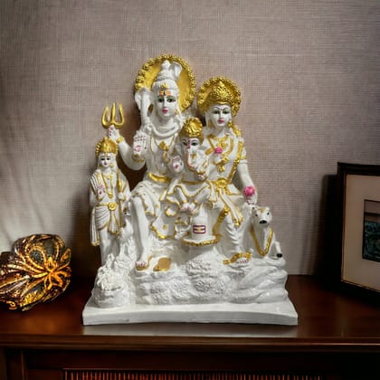 Lord Shiv Parvati Ganesh Kartikey Shiv Parivar Marble Look Shiv Parivar H 44 CM-Composite Marble