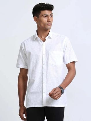 Time Cotton Finish White Colour Half Sleeve Shirt-38