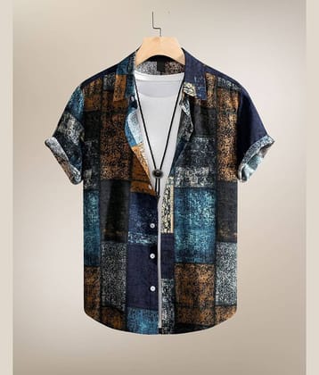 BEAUE Poly Cotton Regular Fit Printed Half Sleeves Men's Casual Shirt - Blue ( Pack of 1 )
