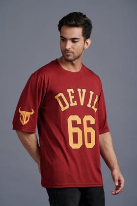 Devil Signature Jersy 66 Printed Burgundy & Yellow for Men