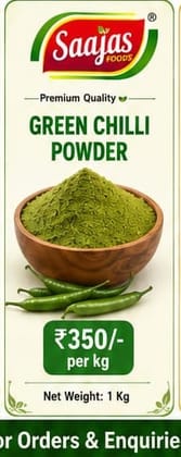 Saajas Foods Green Chilli Powder (1kg) | Vibrant & Spicy | Everyday Cooking