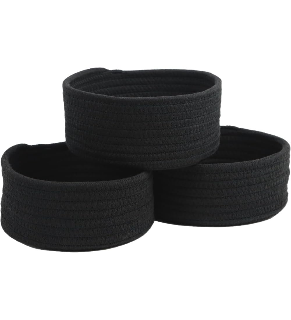 Generic Cotton 8x3 Inch Round 3 Set Bedside Organizer With Out Lid (Black)-PID66369